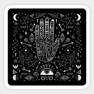 Wichcraft occult hand drawing black and white magic Sticker